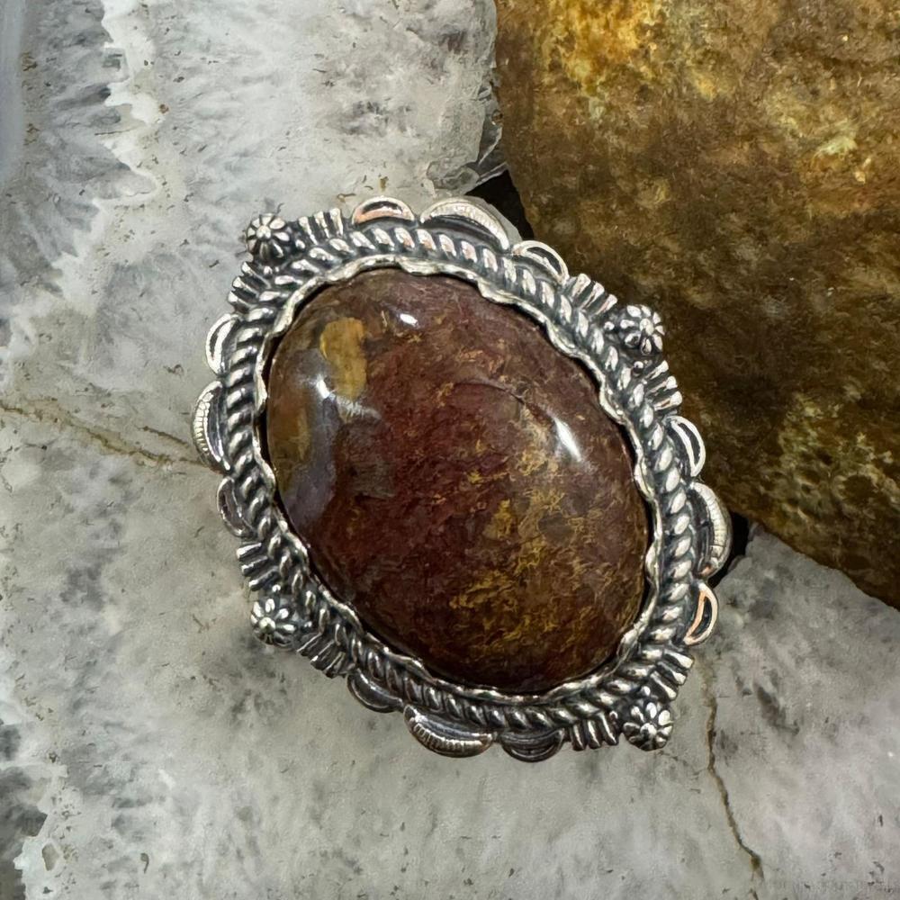 Carolyn Pollack Southwestern Style Sterling Jasper Decorated Ring For Women